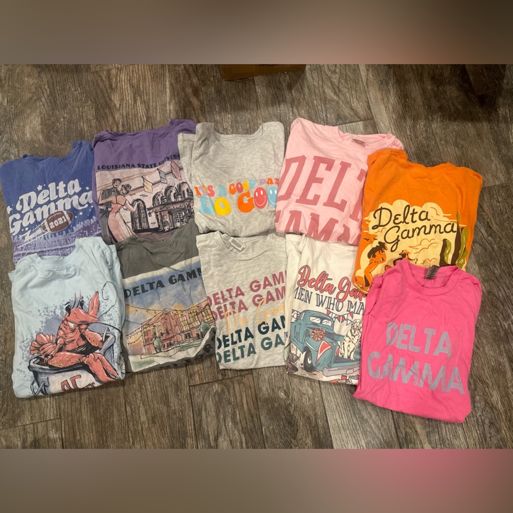 delta gamma t shirts. shirts range from size small to large